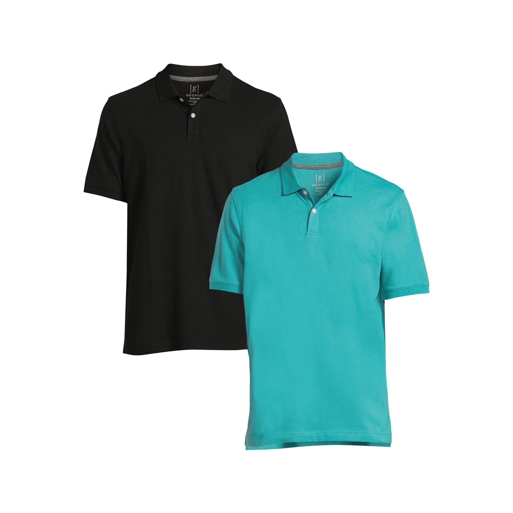 George Men's & Big Men's Pique Polo Shirts with Short Sleeves, 2 pack, Sizes S-3XL