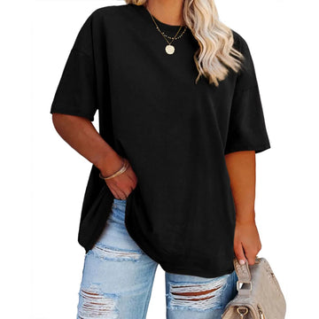 Ptaesos Women's Plus Size T Shirts Oversized Tees Summer Short Sleeve Crew Neck Loose Tunic Tops