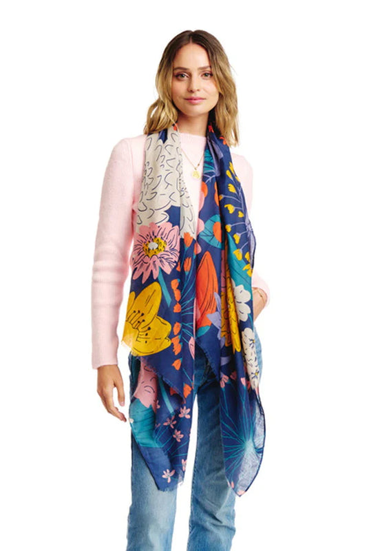 Floral Print Light Weight Oblong Scarf