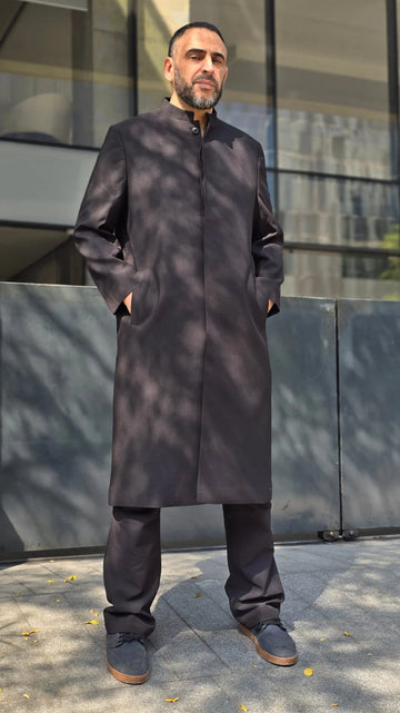 PREMIUM LONG COAT BALCK BUTTON HIDDEN