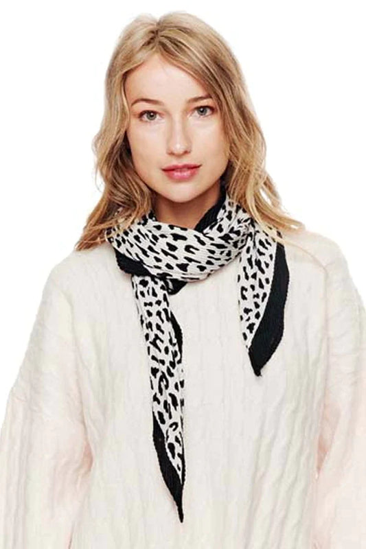 Leopard Print Pleated Square Scarf