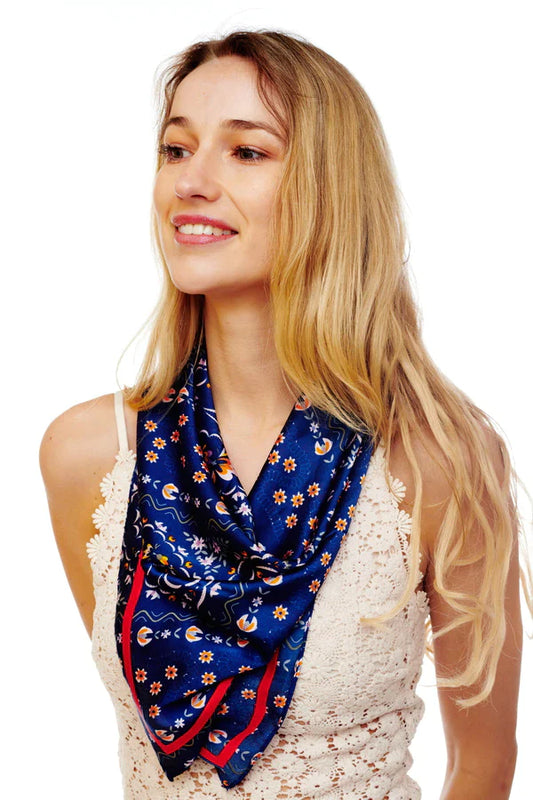 Floral Print Silky Bandana