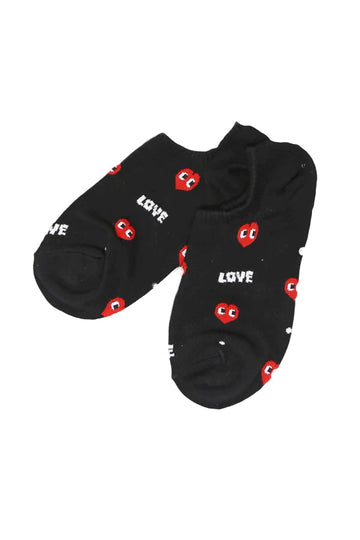 LOVE Heart Print Cotton No Show Socks