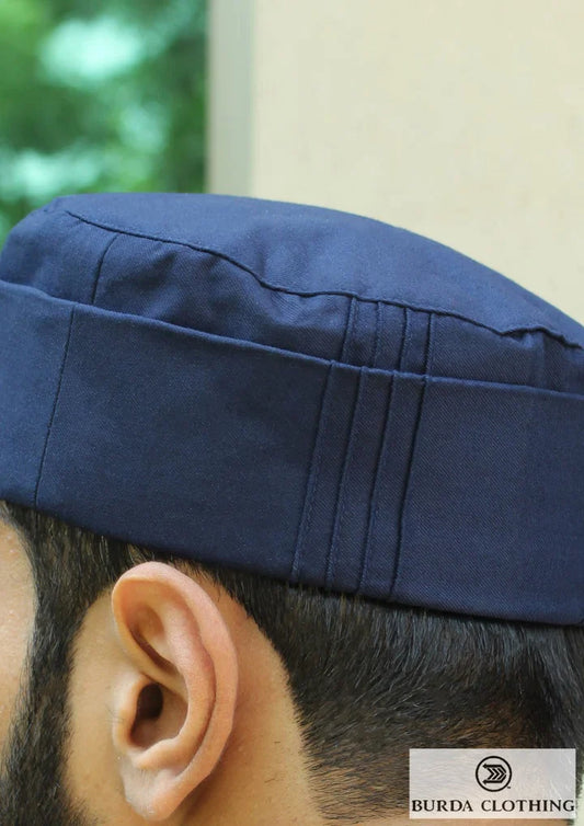 NAVY BLUE FOLDED KUFI