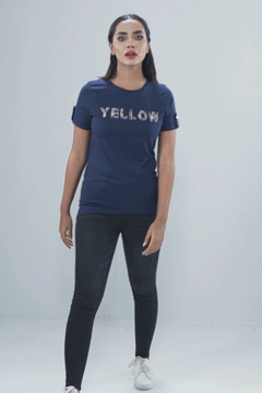 Yellow Women's Navy Blue T-Shirt