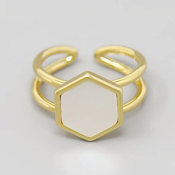 Shell Hexagon Gold Dipped Ring