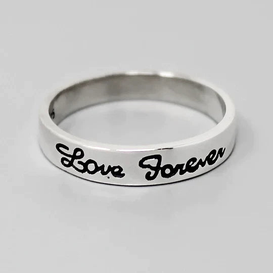 Love Forever Engraved Sterling Silver Ring