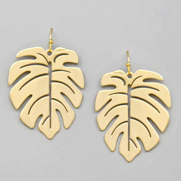 Tropical Leaf Metal Drop Earrings