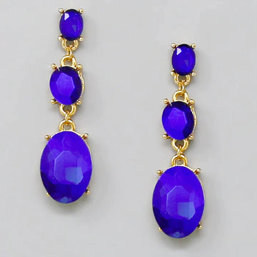 Oval Glass Stone Drop Earrings