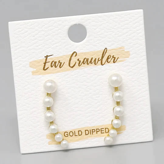 Gradual Pearl Gold Dipped Ear Crawlers