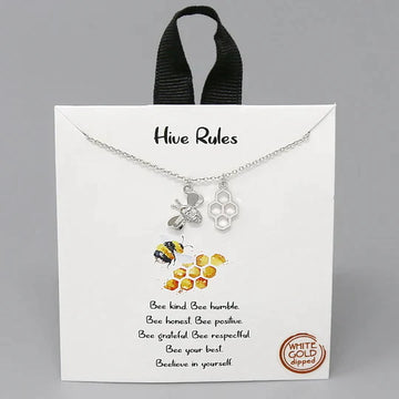 Tell Your Story: HIVE RULES Bee & Honeycomb Pendant Short Necklace
