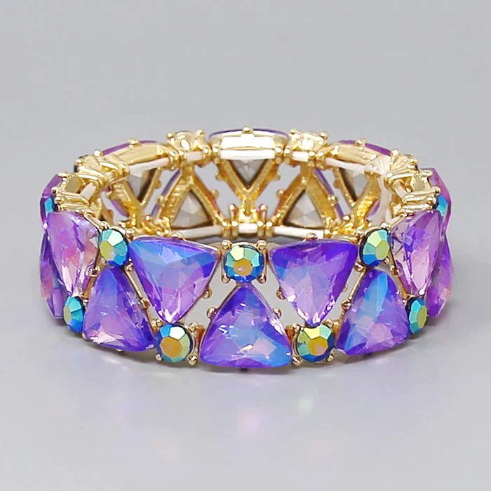 Glass Stone Embellished Stretch Bracelet