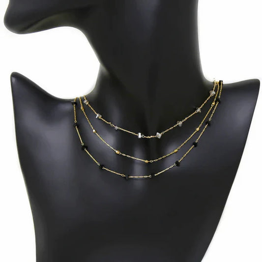 Floating Glass Chip Delicate Chain Layered Necklace