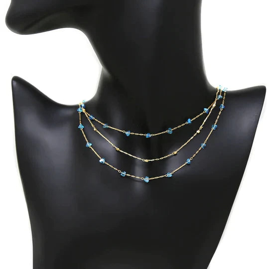 Floating Glass Chip Delicate Chain Layered Necklace