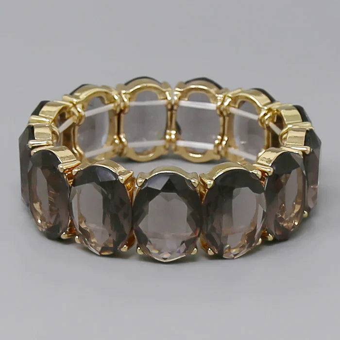 Oval Glass Stone Stretch Bracelet