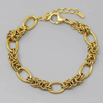 Oval Link & Wheat Chain Stainless Steel Bracelet