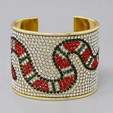 Snake Rhinestone Embellished Cuff Bracelet