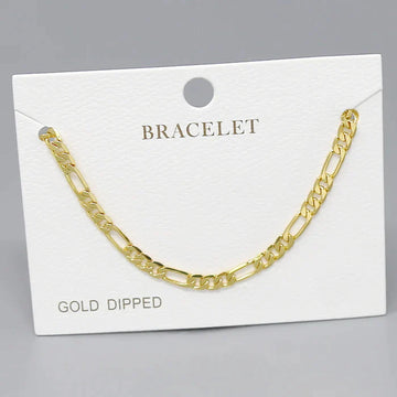 Figaro Link Chain Gold Dipped Bracelet