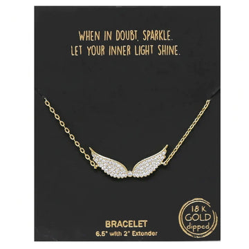 Angel Wings CZ Pave Gold Dipped Chain Bracelet