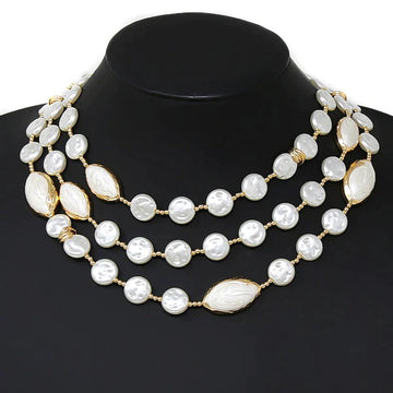 Pearl Beaded Layered Short Necklace