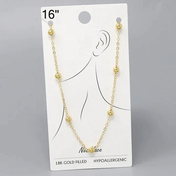 18K Gold Dipped Metal Bead Chain Necklace - 16"