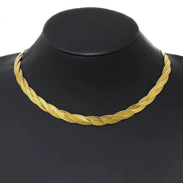 Braided Herringbone Chain Short Necklace