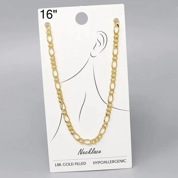 18K Gold Filled Figaro Chain Necklace - 16"
