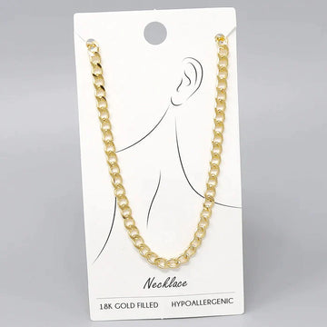 18K Gold Filled Curb Chain Necklace - 18"