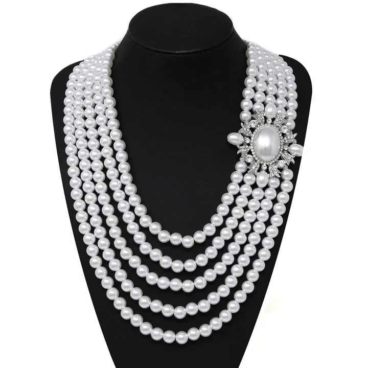 Pearl Beaded Multi Strand Layered Necklace