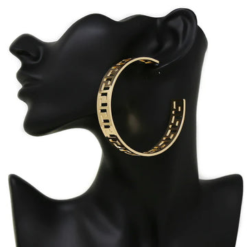 Greek Pattern Cutout Metal Hoop Earrings