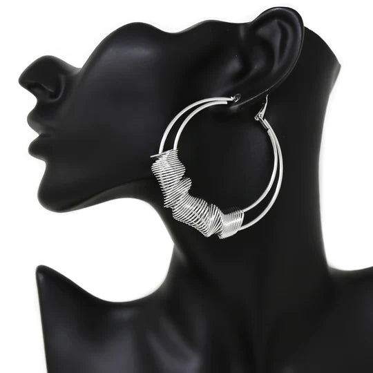 Spring Detail Metal Hoop Earrings