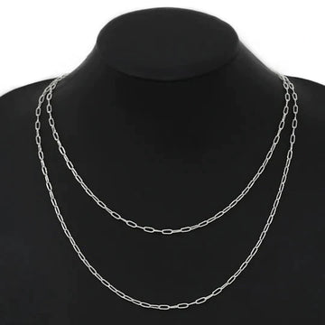 Oval Link Chain Long Wrap Necklace