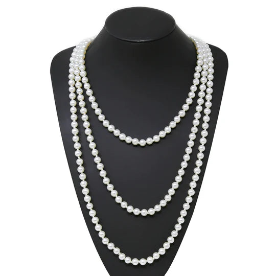 Pearl Beaded Long Necklace - 80"