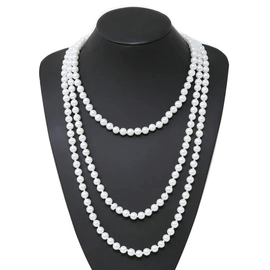 Pearl Beaded Long Necklace - 80"