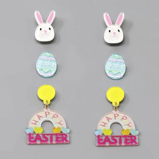 Easter Bunny And Egg Acrylic Earring Set