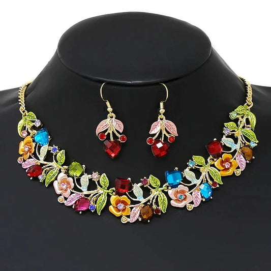 Heart And Flower Vine Statement Necklace