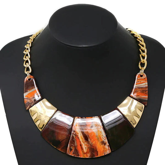 Marble Acetate Curved Short Necklace