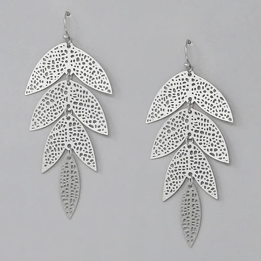 Leaf Textured Filigree Earrings