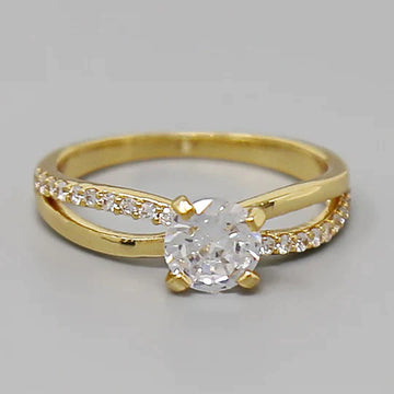 Cubic Zirconia Pave Gold Dipped Ring