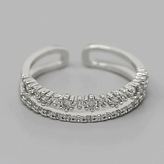 Cubic Zirconia Pave Adjustable Ring