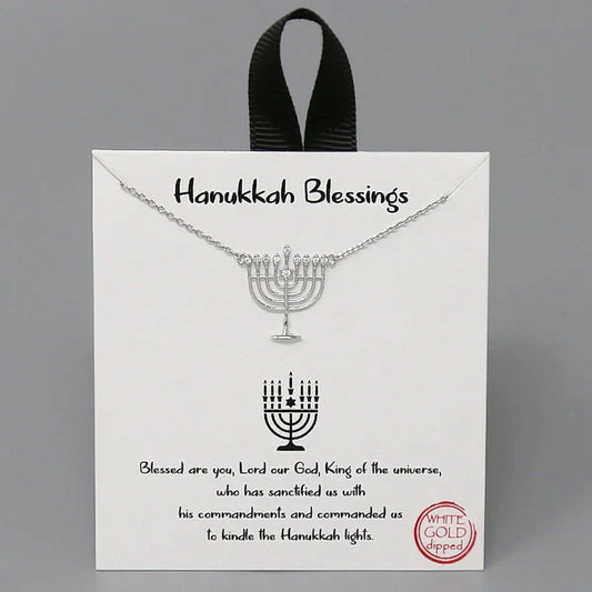 Tell Your Story: HANUKKAH BLESSINGS Menorah Pendant Short Necklace