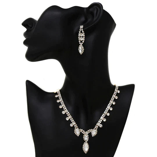 Marquise Rhinestone Necklace Set