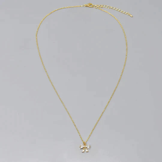 Bow Pendant Gold Dipped Short Chain Necklace