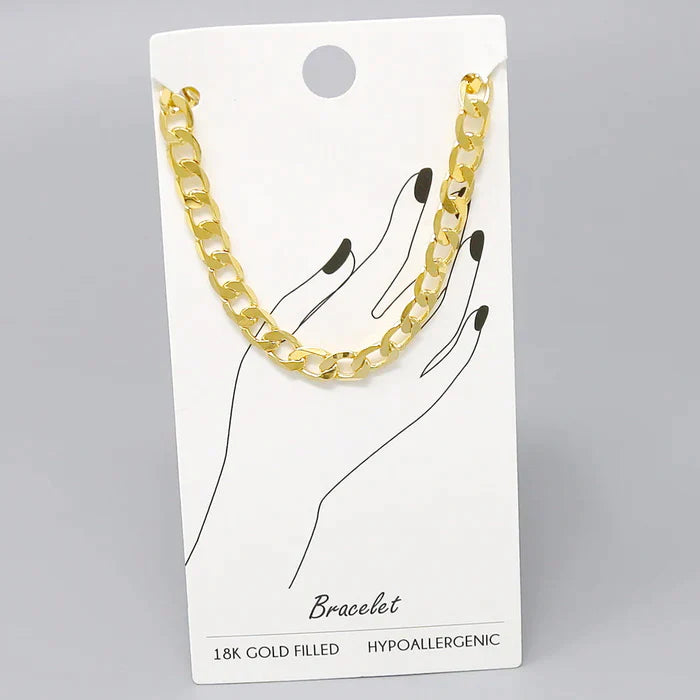 18K Gold Filled Curb Chain Bracelet