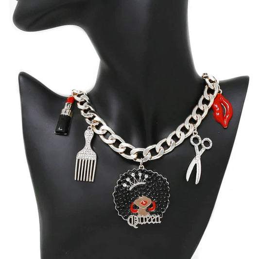 Black Girl Magic Multi Pendant Curb Chain Necklace