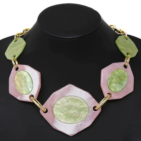 Geometric Acetate Plate Linked Short Necklace